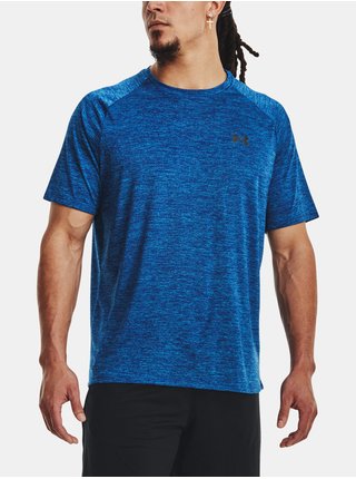 Modré pánské žíhané sportovní tričko Under Armour Tech 2.0 
