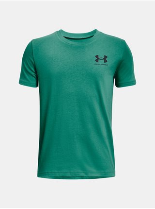 Zelené klučičí sportovní tričko Under Armour UA SPORTSTYLE LEFT CHEST SS    