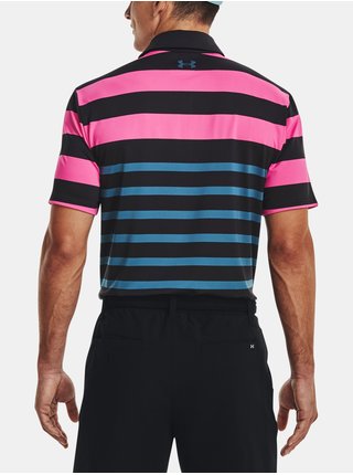 Ružovo-čierne pánske športové pruhované polo tričko Under Armour UA Playoff 3.0
