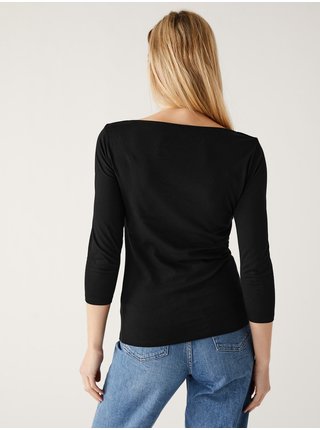 Černé dámské basic tričko s tříčtvrtečním rukávem Marks & Spencer 