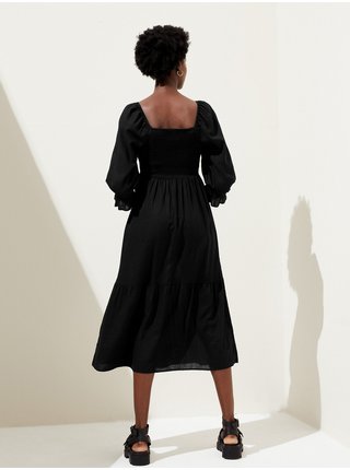 Černé dámské midi šaty s tříčtvrtečním rukávem Marks & Spencer 