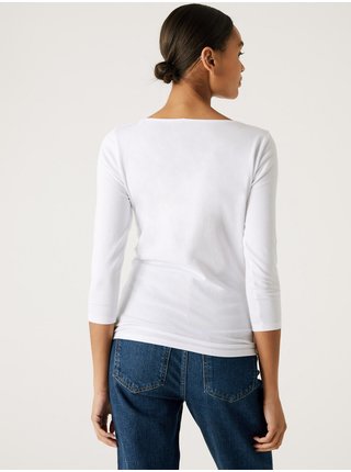 Bílé dámské basic tričko s tříčtvrtečním rukávem Marks & Spencer 