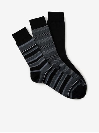 Sada tří párů pánských vzorovaných ponožek v černé barvě Marks & Spencer   
