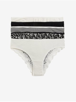 Sada pěti dámských brazilských kalhotek v bílé a černé barvě Marks & Spencer   