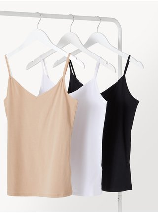 Sada tří dámských tílek v béžové, bílé a černé barvě Marks & Spencer  
