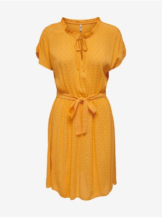 Hořčicové dámské puntíkované šaty JDY Lima