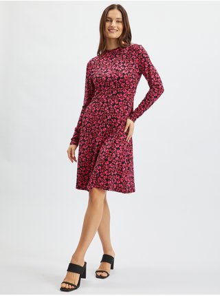 Černo-růžové dámské květované šaty ORSAY