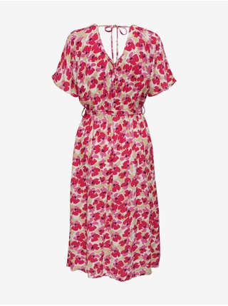 Tmavě růžové dámské květované midi šaty JDY Starr