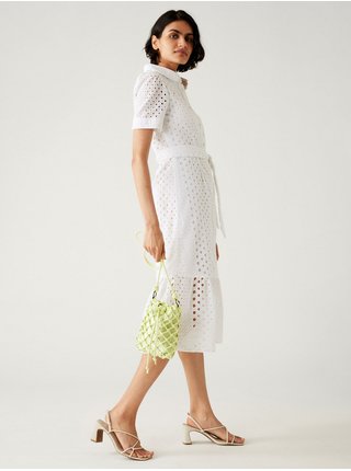 Bílé dámské šaty s páskem Marks & Spencer  