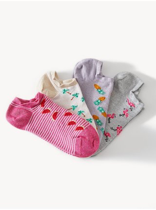 Ponožky pre ženy Marks & Spencer - tmavoružová, béžová, svetlofialová, sivá