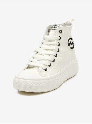 Bílé dámské kotníkové tenisky na platformě Lee Cooper