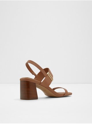 Hnědé dámské kožené sandály na podpatku ALDO Fidles
