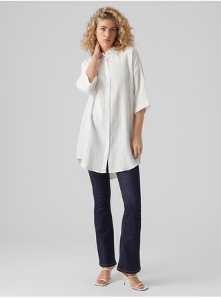 Bílá dámská prodloužená košile VERO MODA Natali