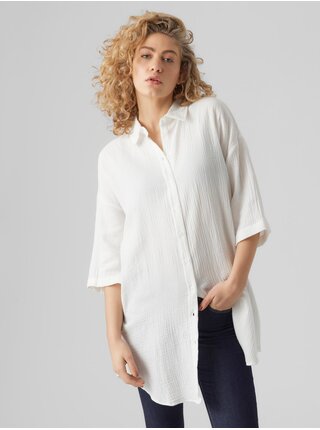Bílá dámská prodloužená košile VERO MODA Natali