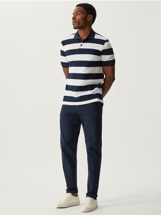 Bílo-modré pánské pruhované polo tričko Marks & Spencer 