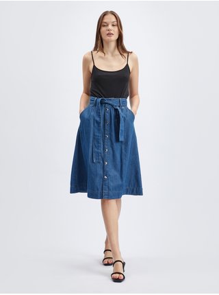 Modrá dámska džínsová sukňa s opaskom ORSAY