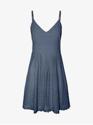 Tmavě modré dámské krajkové šaty VERO MODA Honey