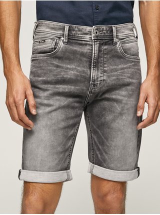 Tmavě šedé pánské džínové kraťasy Pepe Jeans