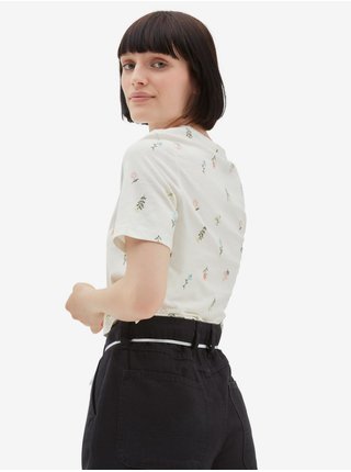 Krémové dámské květované tričko VANS