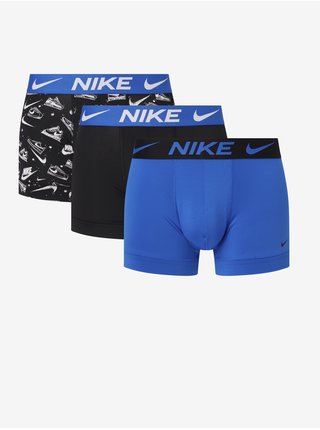 Sada tří pánských boxerek v černé a modré barvě Nike