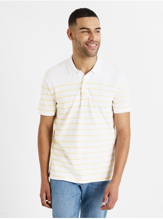 Žluto-bílé pánské pruhované polo tričko Celio Dedalton 