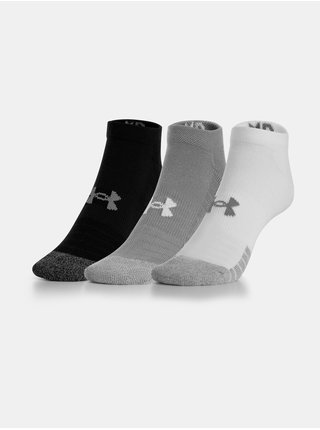 Sada tří párů dětských ponožek v bílé, šedé a černé barvě Under Armour UA Heatgear 3pk No Show Yth 