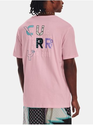 Růžové pánské sportovní tričko Under Armour UA CURRY ANIMATED SS   