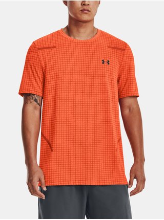 Oranžové pánské vzorované sportovní tričko Under Armour UA Seamless Grid  