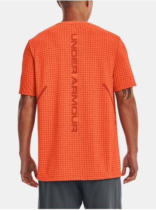 Oranžové pánske vzorované športové tričko Under Armour UA Seamless Grid