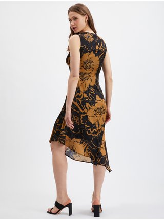 Hnědo-černé dámské saténové šaty ORSAY