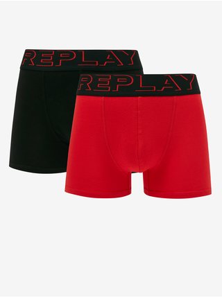 Sada dvoch pánskych boxeriek v červenej a čiernej farbe Replay