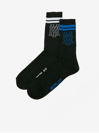 Sada dvou párů ponožek v černé barvě Replay
