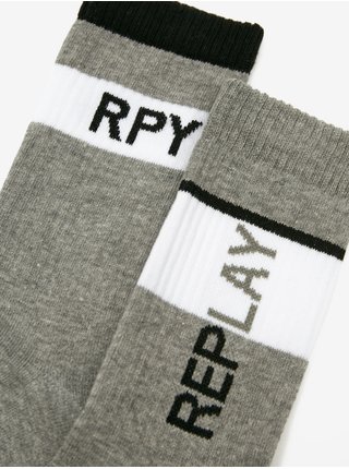 Sada dvou párů šedých pánských ponožek Replay