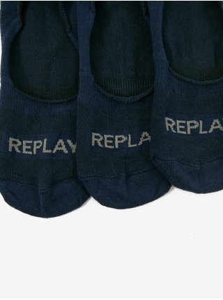 Súprava troch párov pánskych ponožiek v tmavo modrej farbe Replay