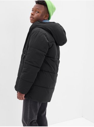 Čierna chlapčenská zimná prešívaná bunda GAP Teen