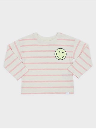 Růžovo-bílé holčičí pruhované tričko GAP & Smiley® 