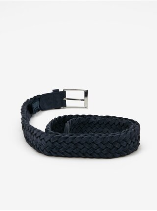Tmavomodrý pánsky kožený opasok Tommy Hilfiger