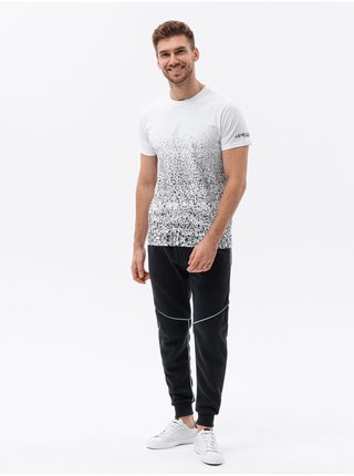 Černo-bílé pánské vzorované tričko Ombre Clothing   