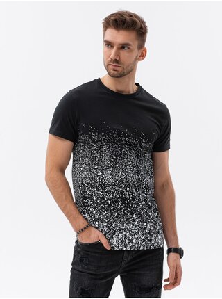 Bílo-černé pánské vzorované tričko Ombre Clothing  