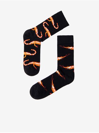 Oranžovo-černé pánské vzorované ponožky Ombre Clothing 