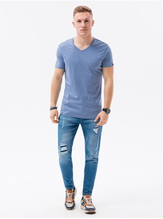 Tričká s krátkym rukávom pre mužov Ombre Clothing - modrá