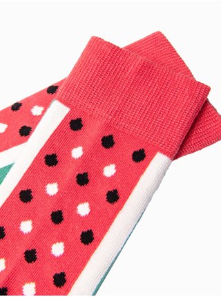Zeleno-červené pánské vzorované ponožky Ombre Clothing  
