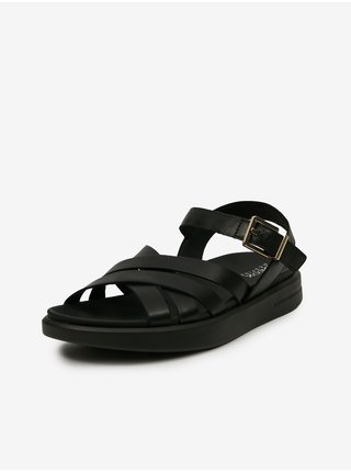 Čierne dámske kožené sandále Geox