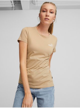 Béžové dámské tričko Puma ESS+ Embroidery