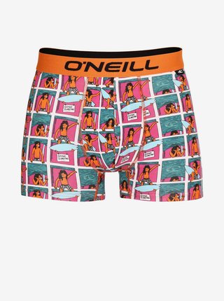 Sada dvou pánských boxerek v černé a oranžové barvě O'Neill BOXER COMIC&PLAIN 2-PACK 