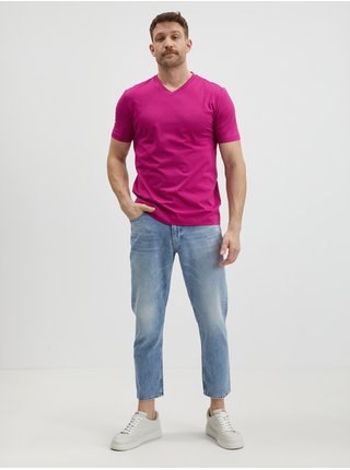 Tmavo ružové pánske tričko Hugo Boss Terry
