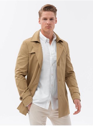 Světle hnědý pánský kabát Ombre Clothing