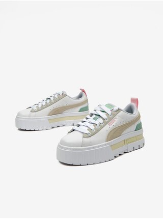 Bílé dámské kožené tenisky na platformě Puma Mayze Mix 