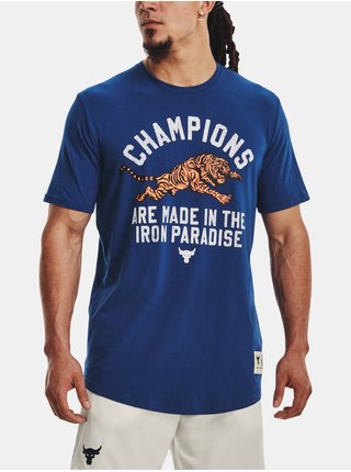 Modré pánské tričko s potiskem Under Armour UA PROJECT ROCK CHAMP SS