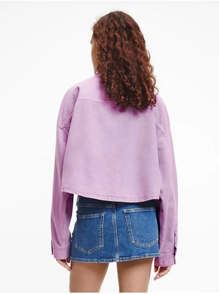 Světle fialová dámská oversize džínová svrchní košile Calvin Klein Jeans